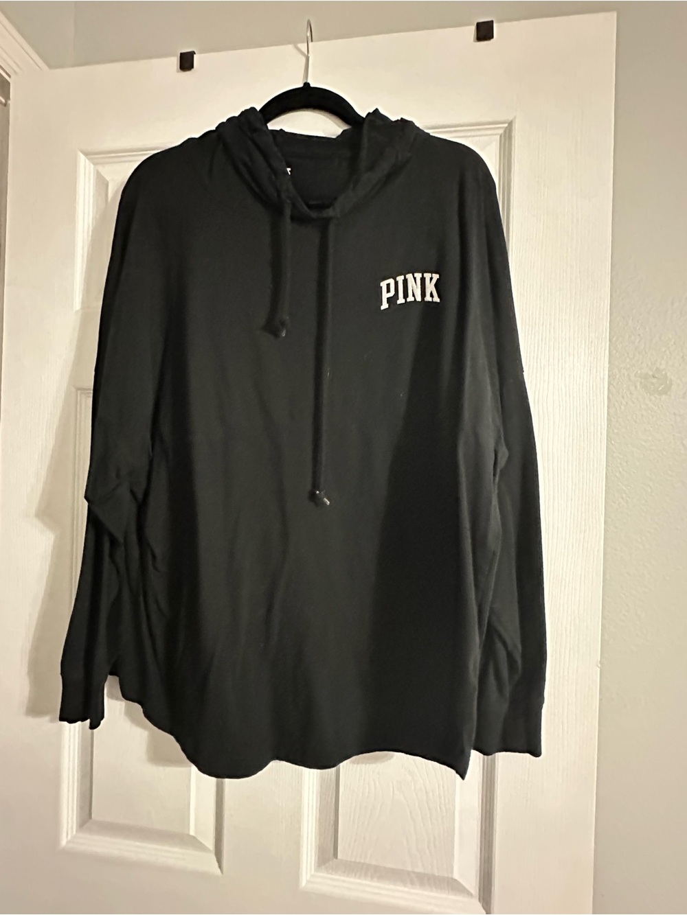 PINK Victoria's Secret Black Crewneck Hoodie with Logo Bling